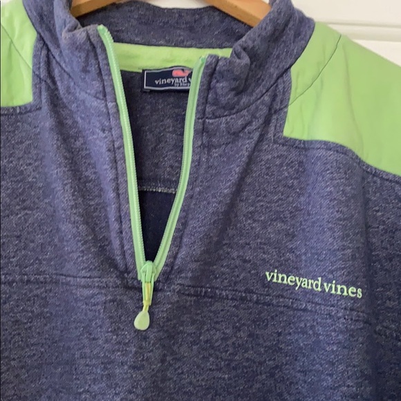 Vineyard Vines Navy/Green Quarter Zip - Picture 2 of 6